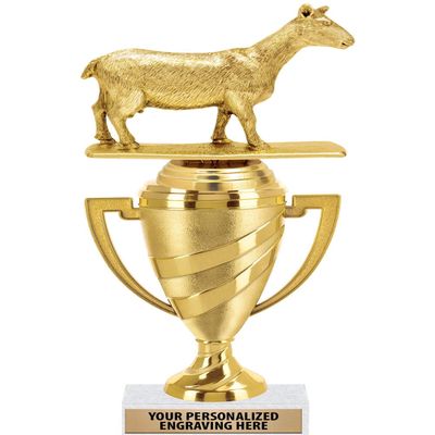 Crown Awards Goat Trophy, 11" Gold Cup Goat Trophies with Engraving Included, 5 Pack