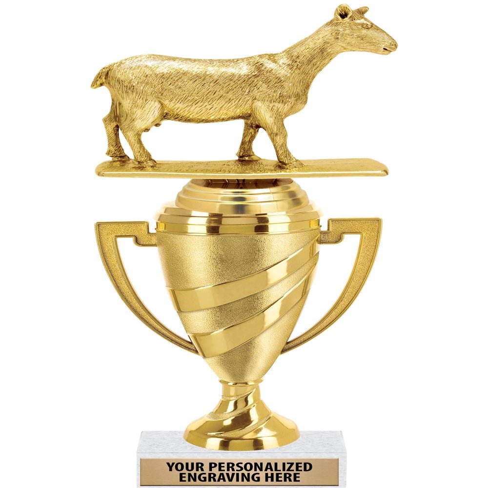 Crown Awards Goat Trophy, 11" Gold Cup Goat Trophies with Engraving Included, 5 Pack