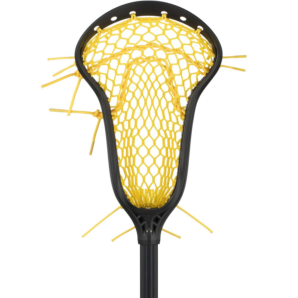 StringKing Womens Complete 2 Pro Defense Lacrosse Stick with Metal 3 Pro Shaft and Women's Type 4 Mesh (Black/Yellow)