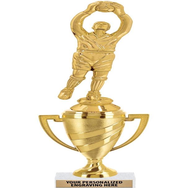 Crown Awards Soccer Trophy, 11" Gold Cup Soccer Goalie Trophies with Engraving Included, 10 Pack Prime