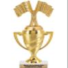 Crown Awards Racing Trophy, 11" Gold Cup Crossed Flags Race Trophies with Engraving Included, 5 Pack view 1