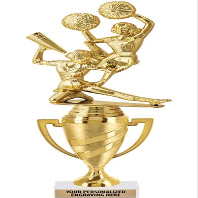 Crown Awards Cheer Trophy, 11" Gold Cup Cheer Trophies with Engraving Included, 10 Pack