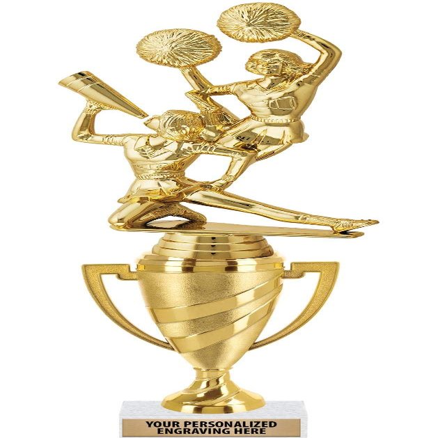 Crown Awards Cheer Trophy, 11" Gold Cup Cheer Trophies with Engraving Included, 10 Pack