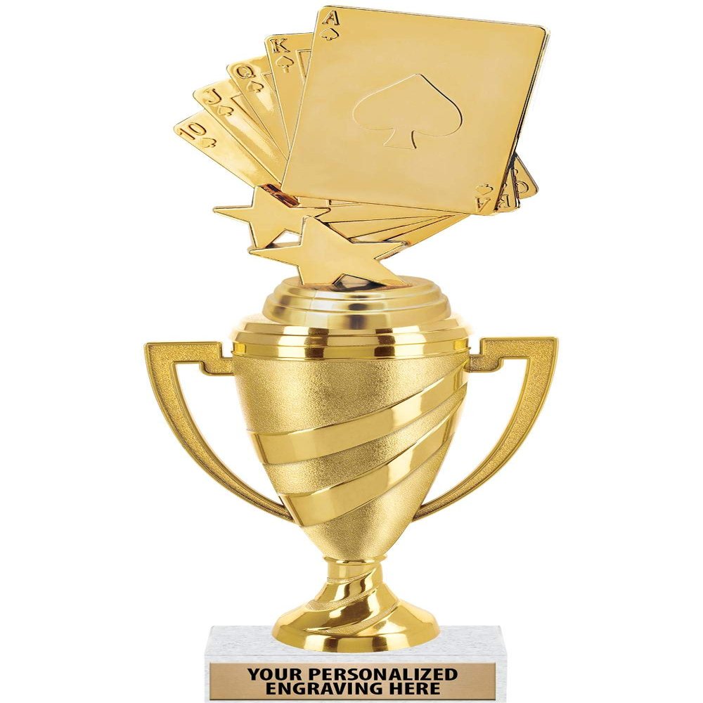 Crown Awards Poker Trophy, 11" Gold Cup Poker Trophies with Engraving Included, 10 Pack
