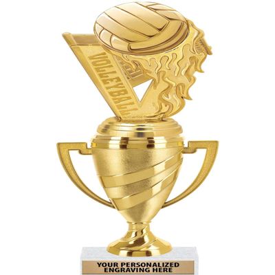 Crown Awards Volleyball Trophy, 11" Gold Cup Volleyball Team Trophies with Engraving Included, 5 Pack