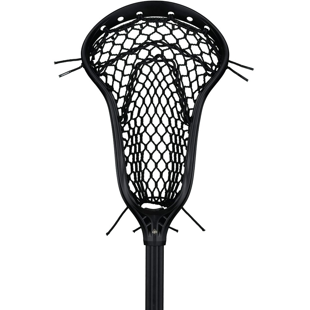 StringKing Womens Complete 2 Pro Defense Lacrosse Stick with Metal 3 Pro Shaft and Women's Type 4 Mesh (Black/Black)
