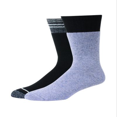 Hanes mens X-temp 2-pack Outdoor Sock, Warmest Crew Grey/Black, Shoe Size 6-12 US