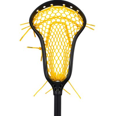 StringKing Womens Complete 2 Pro Midfield Lacrosse Stick with Metal 3 Pro Shaft and Women's Type 4 Mesh (Black/Yellow)