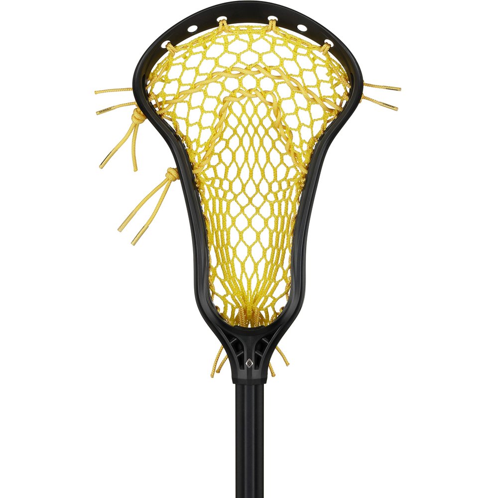 StringKing Womens Complete 2 Pro Offense Lacrosse Stick with Metal 3 Pro Shaft and Women's Type 4 Mesh (Black/Yellow)