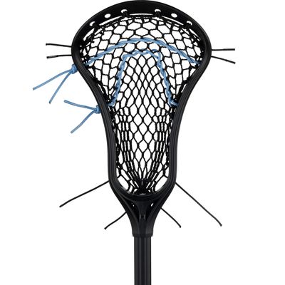 StringKing Girl's Complete Junior Youth Lacrosse Stick with Shorter Alloy Shaft and Women's Type 4 Mesh (Black/Carolina)