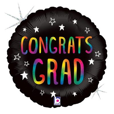 Rainbow 18" Congrats Grad Holographic Foil Balloon