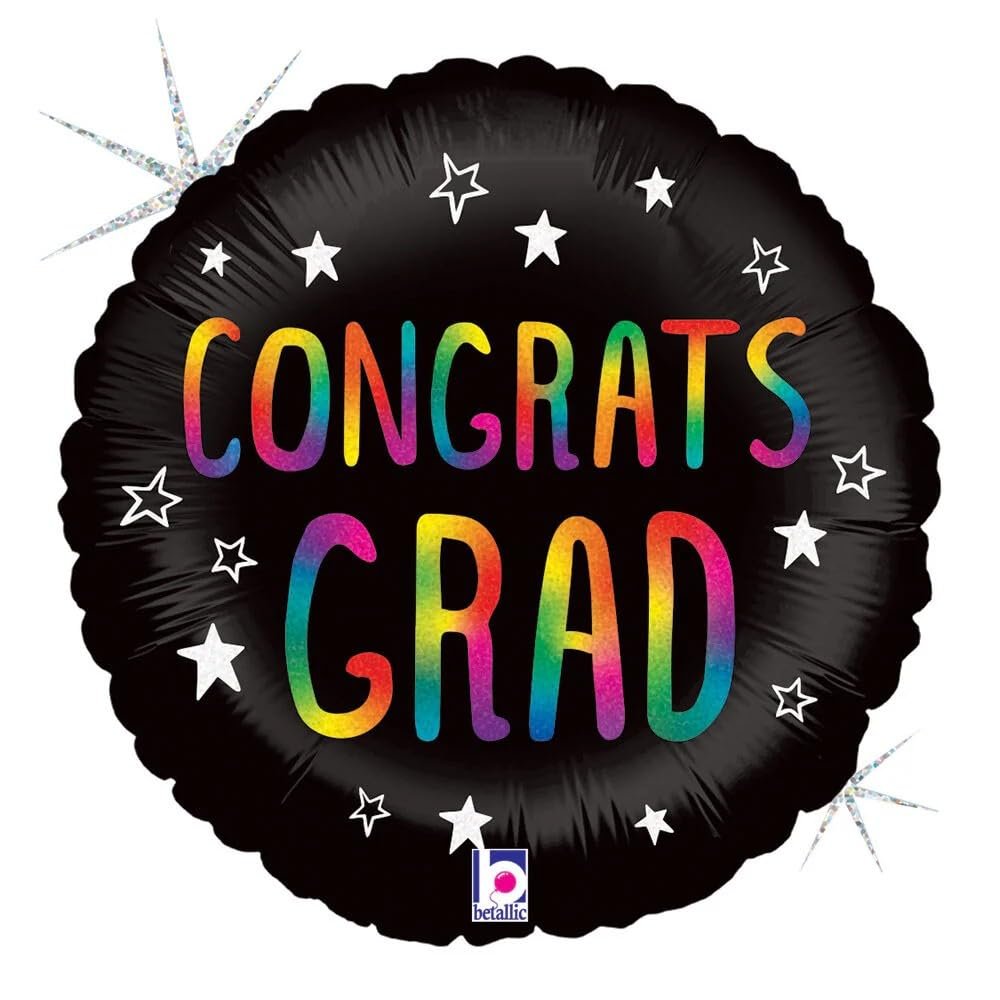 Rainbow 18" Congrats Grad Holographic Foil Balloon