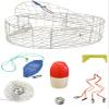 KUFA Stainless Steel Round Crab Trap with sacrificial Anode Zinc & 1/4" x 100' Non-Lead Sinking Line,13'' Red/White Float,Harness,Caliper,Bait Bag Combo (CT120+CAS34+ZIN1) view 1