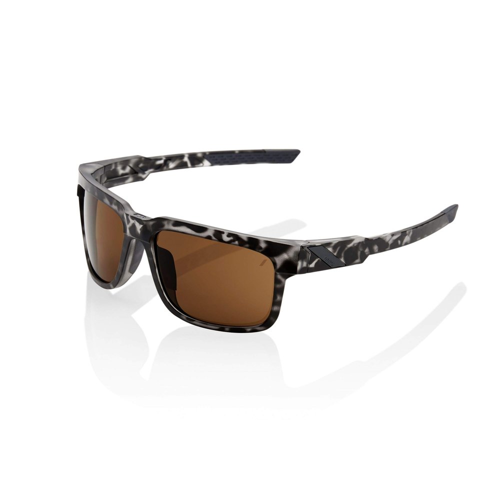 100% Type S Sport Wrap Around Sunglasses - Durable, Lightweight Active Performance Eyewear w/Rubber Temple & Nose Grip (Matte Black Havana - Bronze)