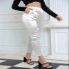 heipeiwa Women's Satin Pants Dress Casual Pleated Pull on High Waist Pants Baggy Front Tapered Trouser White view 2