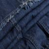 ebossy Women's Casual Elastic Waist Frayed Hem A-Line Distressed Hippie Long Maxi Denim Skirt (Small, Dark Blue) view 4