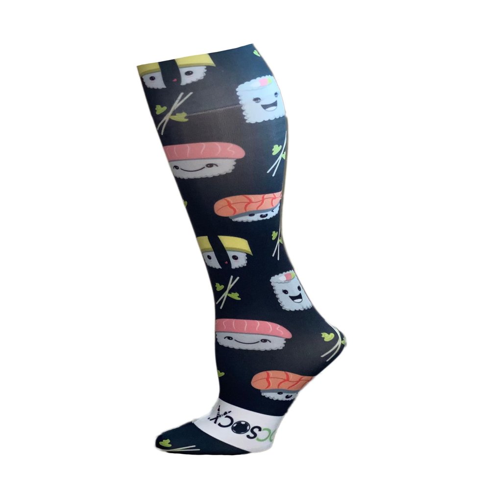 Hocsocx Smiley Sushi Socks Performance Liner Moisture-Wicking Protection for Field Hockey, Ice Hockey, and Soccer