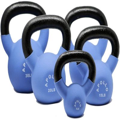 Apollo Athletics 1-Piece Neoprene Coated Solid Cast Iron Kettlebell, 25LB
