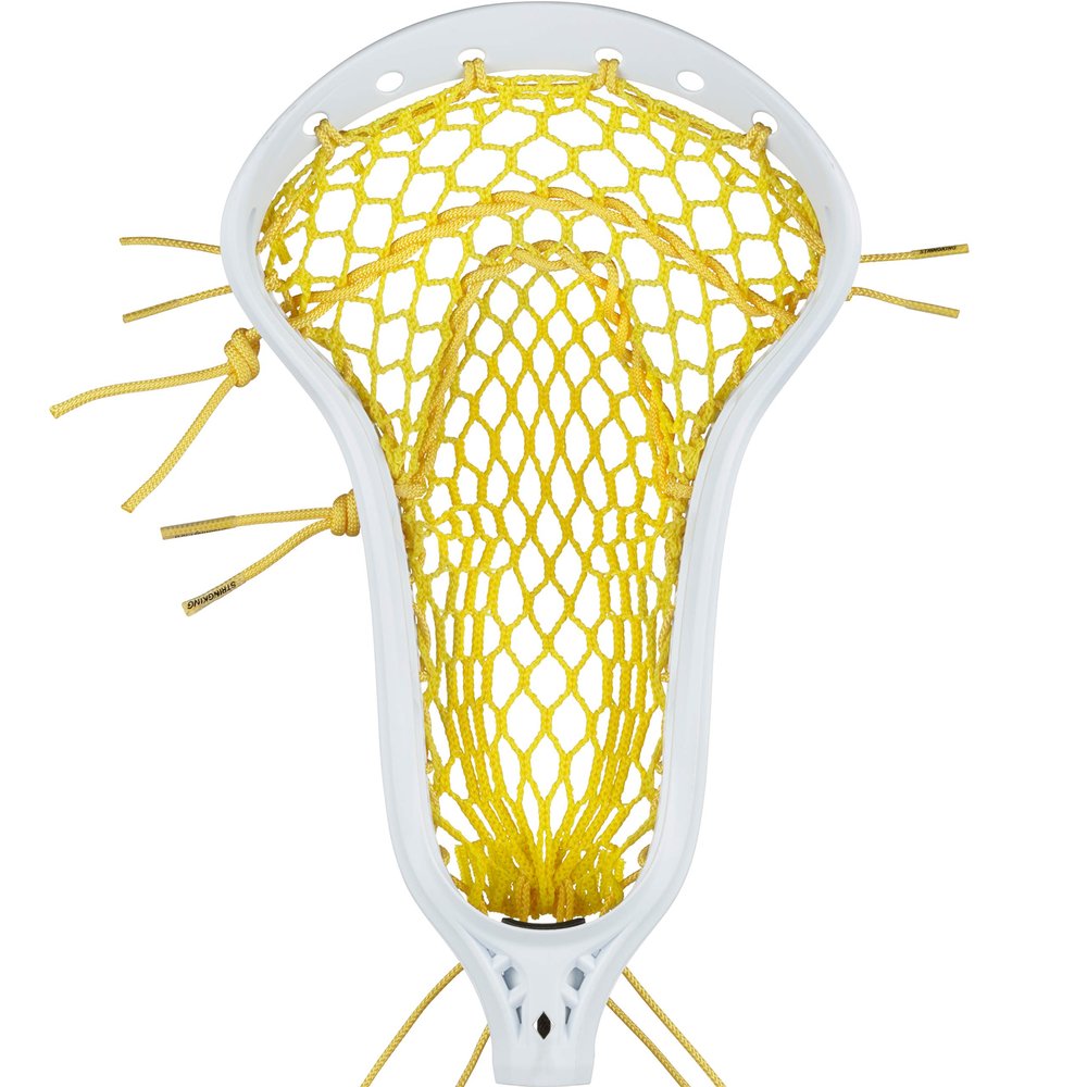 StringKing Womens Mark 2 Midfield Lacrosse Head Strung with Women's Type 4 Lacrosse Mesh (White/Yellow)