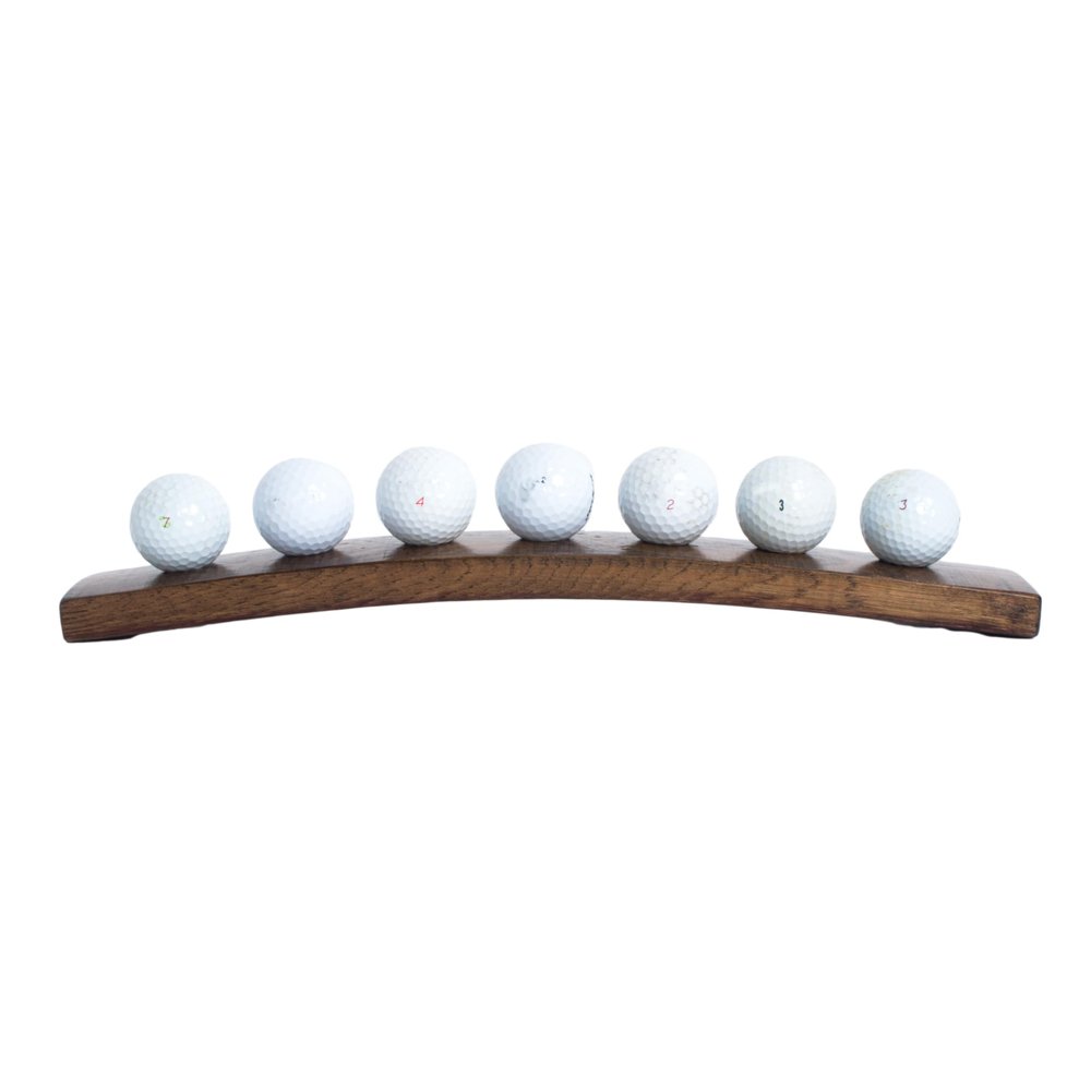 Wine Barrel Golf Ball Display, Dark Walnut Finish, Choice of Size