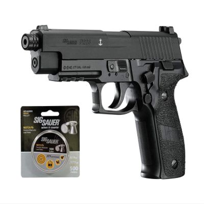 SLG Suer P226 Airgun .177 Cal with 500 Match Lead Pellets Bundle (Black+pellets)