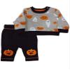 Infant Boys Gray Ghost & Pumpkin Halloween Shirt & Pants Outfit Set NB view 1