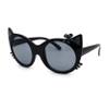 SA106 Girls Kitty Cat Ear Whisker Flower Cat Eye Sunglasses All Black view 2