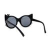 SA106 Girls Kitty Cat Ear Whisker Flower Cat Eye Sunglasses All Black view 4