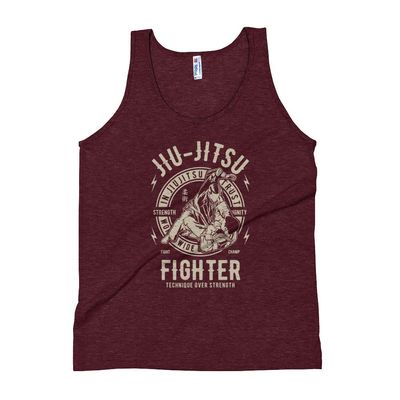 Vintage Style Jiu-Jitsu Fighter Martial Arts Unisex Tank Top Tri-Cranberry