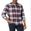 Amazon Essentials Men's Long-Sleeve Flannel Shirt, Burgundy Grey Plaid, Large view 1