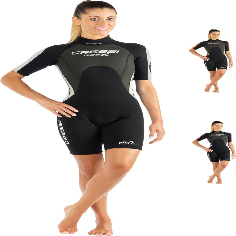 Cressi Med X 2.5 mm Lady Short Sleeves Short Wetsuits, Black/White, XS