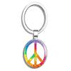 PRS Vinyl Peace Sign Graphic Tie Dye Double Sided Stainless Steel Keychain Key Ring Chain Holder Car/Key Finder view 1