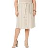 Bar III Womens Plus Striped Linen Blend Skirt Tan 16W view 1