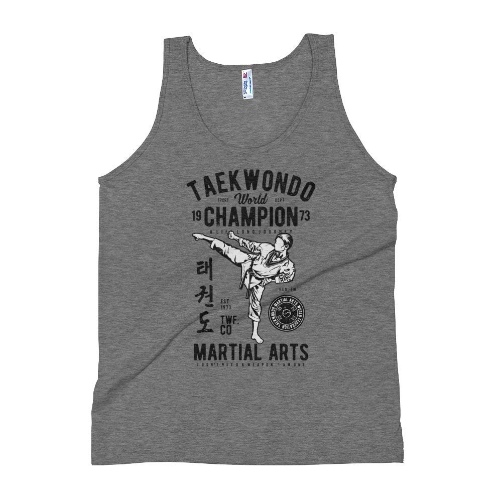 Tae Kwan Do World Martial Arts Champion Unisex Tank Top Athletic Grey