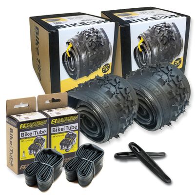 26 Inch Bike Tire Replacement Kit for Mountain Bike Tires 26 X 1.95 Includes Tools. with or Without Tubes Choose 1 or 2 Packs. (2 Tires & 2 Tubes)
