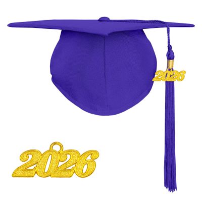 Happy Secret Matte Graduation Cap with 2026 Tassel for Adults Adjustable Elastic Unisex for High School College Ceremony Purple