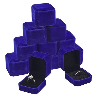 BENECREAT 10 Pack Velvet Ring Earring Box Gift Jewelry Box for Engagement, Wedding Gift Favor, Halloween Christmas Gift Packaging - Royal Blue