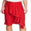 1.STATE Womens Animal Print Knee-Length Tulip Skirt Red 4 view 1