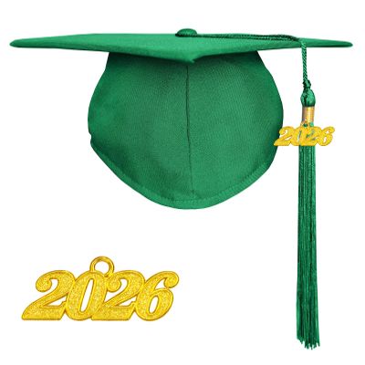 Happy Secret Matte Graduation Cap with 2026 Tassel for Adults Adjustable Elastic Unisex for High School College Ceremony Emerald Green
