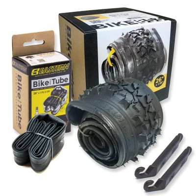 26 Inch Bike Tire Replacement Kit for Mountain Bike Tires 26 X 1.95 Includes Tools. with or Without Tubes Choose 1 or 2 Packs. (1 Tire & 1 Tube)