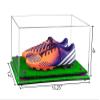 Better Display Cases Clear Acrylic Shoe Pair Display Case for Soccer Cleats Football Cleats with Purple Risers and Turf Base (A026-PR) view 2