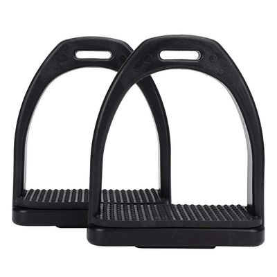 2PCS High Strength Stirrups, Black Engineering Plastics Stirrups with Non slip Rubber Pad Horse Riding Tool Accessories