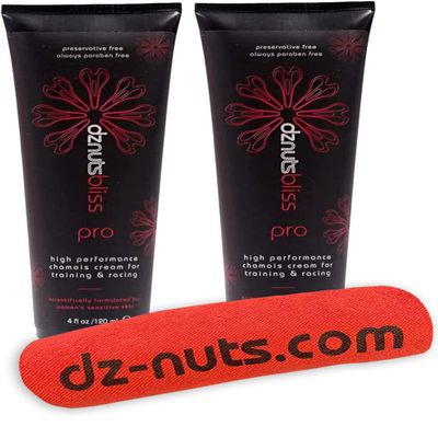 dznuts - Womens Bliss Chamois Cream - Anti-Chafing for Saddle Sores, Thigh Friction, Skin Irritation - Cyclists, Runners - (2-Pack) + Towel