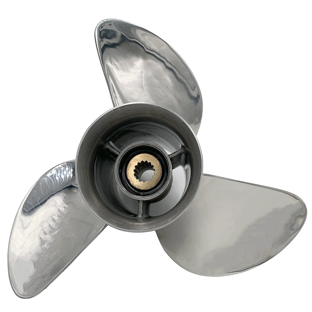 ARKDOZA 3 Blade SS Props for Yamaha 150/175/200/220/225/250HP Outboards Stainless Steel Propeller 15 Spline Tooth RH (14 (Dia) x 21 (Pitch))