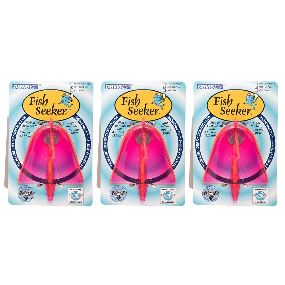 Davis Instruments Fish-Seeker Trolling Plane - (3 Pack) - Pink Color
