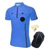 TopTie Men's Pro Soccer Referee 3 Piece Package, USSF Short Sleeve Referee Shirt, Hat and Metal Coach Whistle-Blue-XS view 1