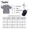 TopTie Men's Official V-Neck Referee Shirt Set, Officiating Black & White Striped Umpire Jersey, Hat and Metal Whistle-XL view 2