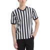 TopTie Men's Official V-Neck Referee Shirt Set, Officiating Black & White Striped Umpire Jersey, Hat and Metal Whistle-XL view 3