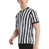 TopTie Men's Official V-Neck Referee Shirt Set, Officiating Black & White Striped Umpire Jersey, Hat and Metal Whistle-M view 4