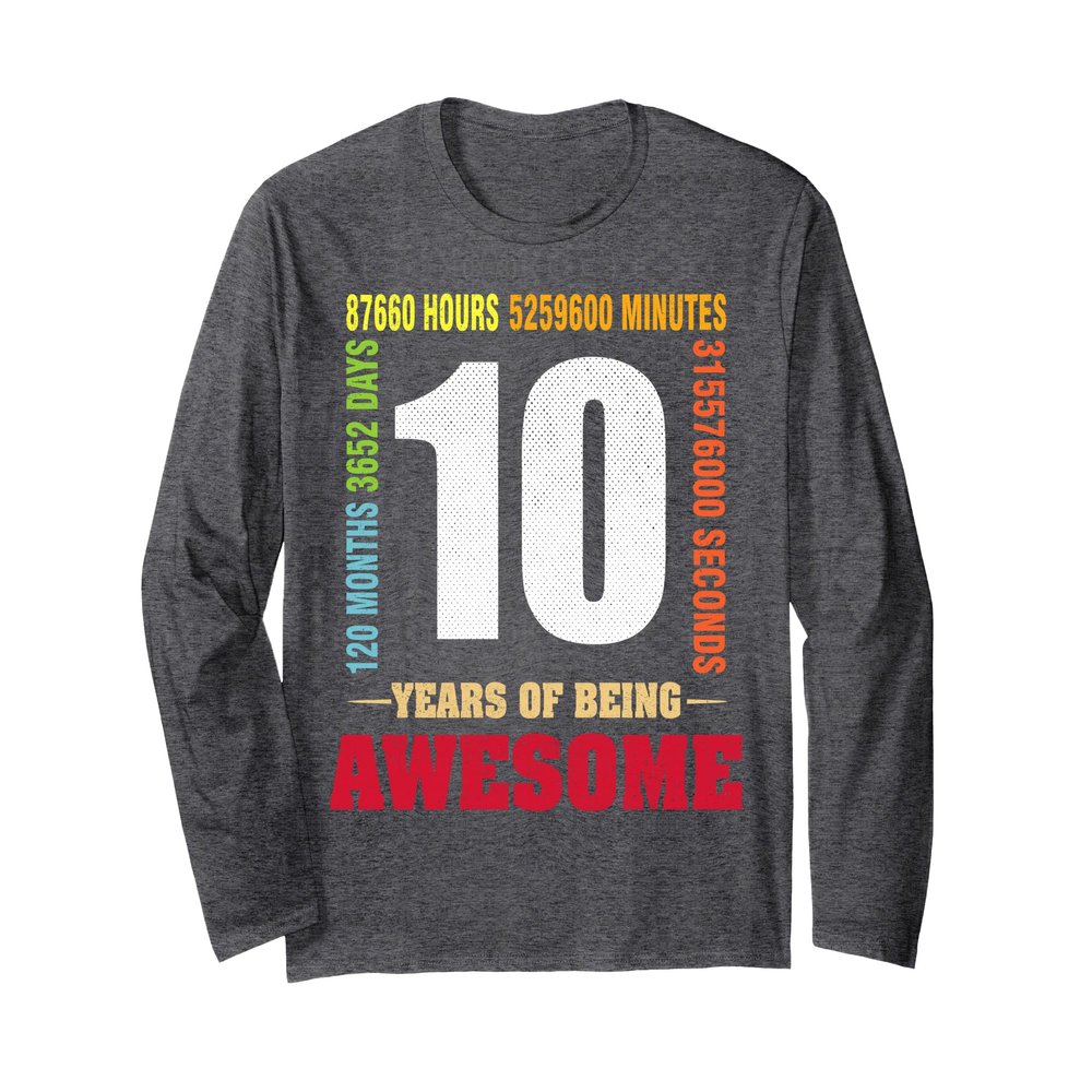 10th Birthday 10 Years Old Vintage Retro 120 Months Long Sleeve T-Shirt